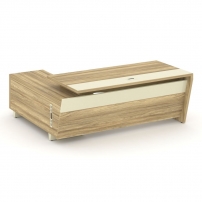 Corner COR.SRT-20(R) Гикори Песочный Ваниль Стол руководителя с опорной тумбой, правый