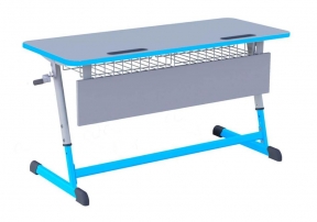 NOMAD V с ручной регулировкой высоты  с антивандальной  полиуретановой кромкой (рост 4-6) Синий/Серый Парта двухместная