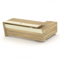 Corner COR.SRT-20(L) Гикори Песочный Ваниль Стол руководителя с опорной тумбой, левый