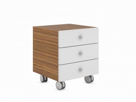 KYU KY M45 TA17A/TA14B Зебрано Белый глянец Тумба подкатная c 3-мя ящиками