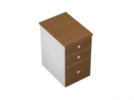 Profiquadro КВ 244 Орех ногаро/белый премиум Profiquadro КВ 244 Орех ногаро/белый премиум Тумба приставная 3 ящичная М с файловым ящиком и замком