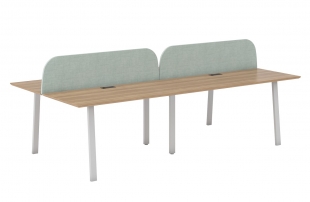 ECO144/А/60х30/WHT/ANT.U003 +2 ECO501.ZEL Рабочая станция на 4 места с 2-мя тканевыми экранами с креплениями. А-образные опоры 60х30