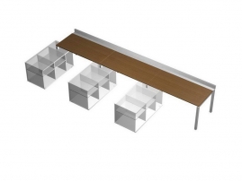 Profiquadro КВ 0120-3 Орех ногаро/белый премиум Profiquadro КВ 0120-3 Орех ногаро/белый премиум Рабочая станция (3х160) с ProSystem на 3-х опорных тумбах левых (без тумб)