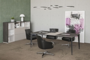 Atlas №06 Бренсон Серый камень Трюфель Антрацит Комплект мебели для переговорной