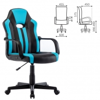 BRABIX Stripe GM-202 экокожа Черный-голубой Кресло компьютерное