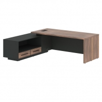VELION VENEER VRCT 2319 L Американский орех Яшма черная Стол руководителя левый