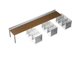 Profiquadro КВ 0121-3 Орех ногаро/белый премиум Profiquadro КВ 0121-3 Орех ногаро/белый премиум Рабочая станция (3х160) с ProSystem на 3-х опорных тумбах правых (без тумб)
