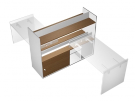 Profiquadro КВ 2005 БН Орех ногаро/белый премиум Тумба опорная 180 c ProSystem и надстройкой-полкой