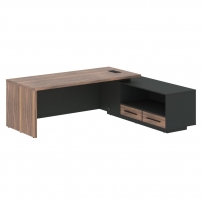 VELION VENEER VRCT 2319 R Американский орех Яшма черная Стол руководителя правый