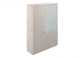 Atlas NZ-0303+NZ-0312.YN.GS Ясень Наварра Серый камень Шкаф высокий двойной с отделением для одежды