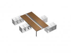 Profiquadro КВ 0152-2 Орех ногаро/белый премиум Profiquadro КВ 0152-2 Орех ногаро/белый премиум Рабочая станция (4х160) с ProSystem на 4-х опорных тумбах левых