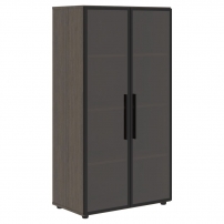 VELION VMCS 80.2 Дуб Сильвер Шкаф со стеклянными дверьми в металлической раме