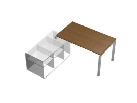 Profiquadro КВ 0114 Орех ногаро/белый премиум Profiquadro КВ 0114 Орех ногаро/белый премиум Стол рабочий (160) на опорной тумбе левой (без тумбы)