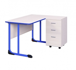 1350х650 с антивандальной полиуретановой кромкой Синий/Серый Стол учителя с тумбой