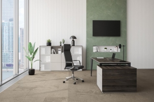 Atlas №04 Бренсон Трюфель Серый камень Антрацит Комплект мебели для кабинета руководителя