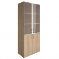 YALTA LT-ST 1.2R white Снежная Патина Шкаф книжный со стеклом в раме Lacobel без топа