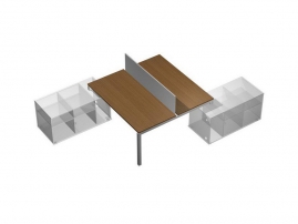 Profiquadro КВ 0137 Орех ногаро/белый премиум Profiquadro КВ 0137 Орех ногаро/белый премиум Рабочая станция (2х120) с настольным экраном на 2-х опорных тумбах левых (без тумб)