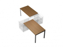 Profiquadro КВ 1104 БН Орех ногаро/белый премиум Profiquadro КВ 1104 БН Орех ногаро/белый премиум Рабочая станция для опорной тумбы 180