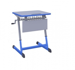 NOMAD V 600х500 с ручной регулировкой высоты с антивандальной полиуретановой кромкой (рост 4-6) Синий/Серый Парта одноместная