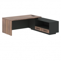 VELION VENEER VRCT 2119 R Американский орех Яшма черная Стол руководителя правый